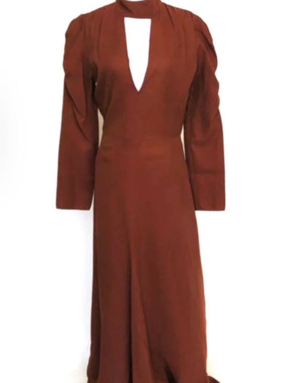 Chloe Rust Brown Long Sleeve Maxi Dress